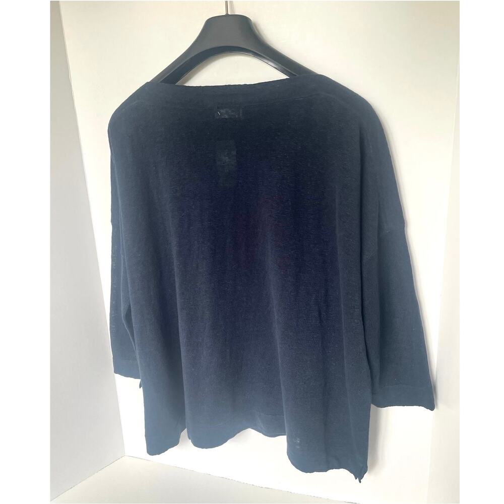 Naïf Linen Boat Neck Sweater Womens Large Blue Long Sleeve Relaxed Fit - Picture 9 of 12